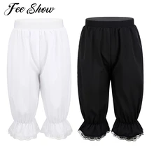 Детские панталоны в викторианском стиле для девочек; танцевальный костюм; однотонные легкие свободные шаровары с кружевной отделкой; удобные шорты с эластичным поясом