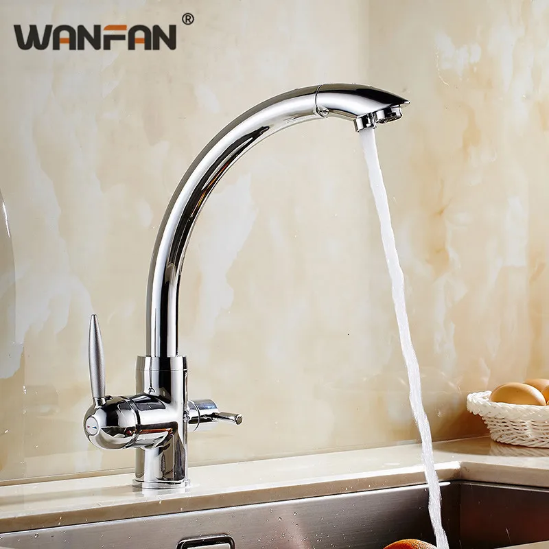 Kitchen Faucets Chrome Solid Brass Crane For Kitchen Deck Mounted Water Filter Tap Sink Mixer Kitchen Faucet N22-124