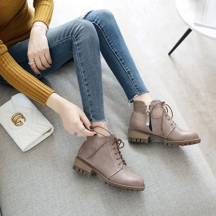 

Big Size 9 10 11-13 boots women shoes ankle boots for women ladies boots shoes woman winter Cross strap buckle