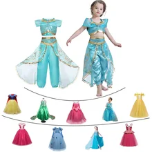 От 4 до 10 лет для девочек на Хэллоуин Косплей Эльза Жасмин Белла Золушка платья принцессы Рождественский костюм Детские платья для девочек