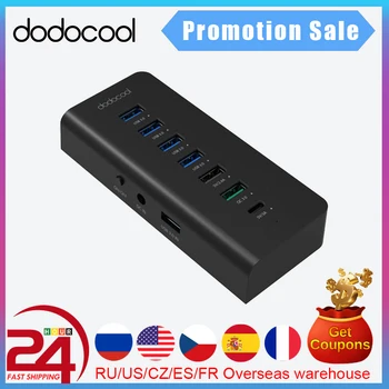 

dodocool 7 Port USB Hub with 4 Data Transfer USB 3.0 Ports 60W Fast Charger Power Adapter Quick Charge 3.0 for samsung S7 S6 PC