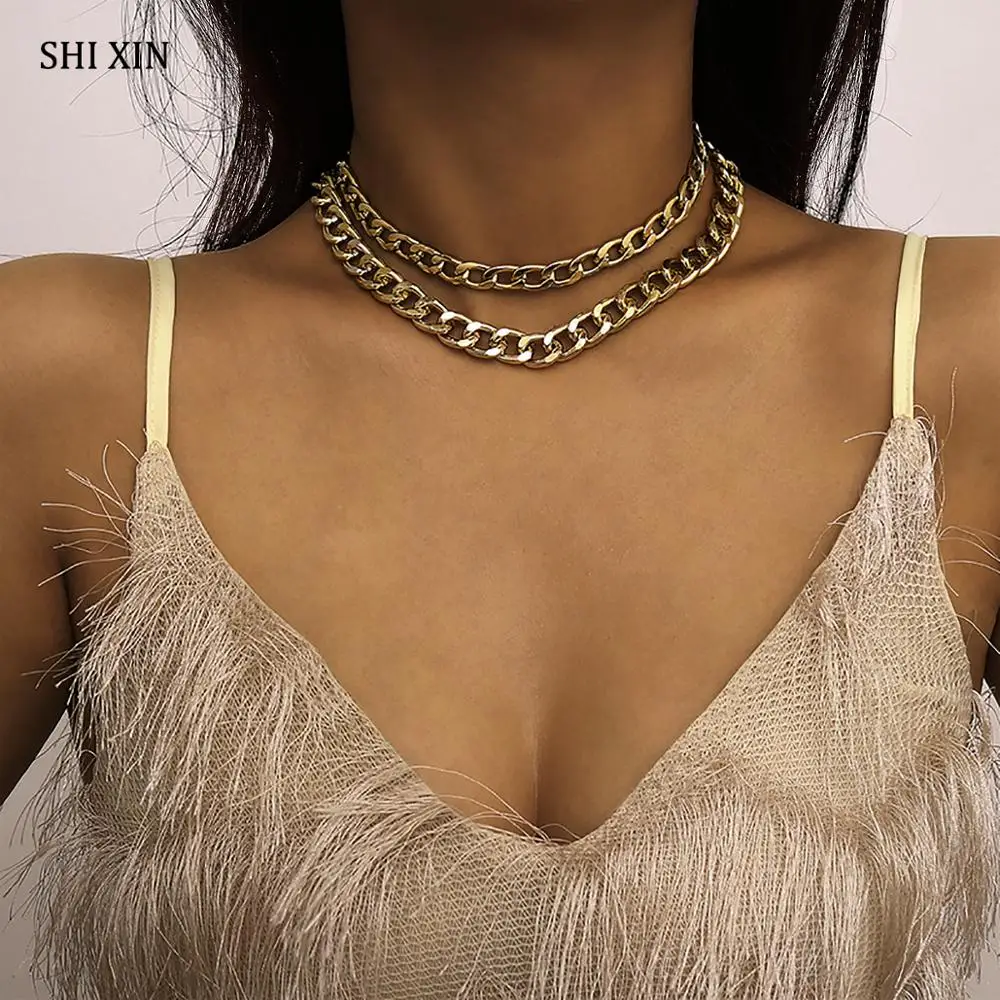 Женское Двухслойное раздельное ожерелье SHIXIN короткое колье золотистого цвета в