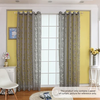 

39 * 98 inches Polyester Semi-Blackout Grommet Top Window Curtain Panel Living Room Bedroom Hotel Voile Curtain Drape--Grey
