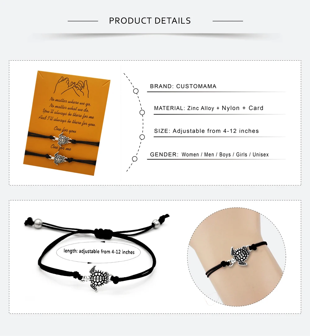 (A SET) Sea Turtle Tortoise Bracelets Mother Daughter Mommy Adjustable Rope Fashion Jewelry Women Girl Unisex Gift Drop Shipping - Image 5