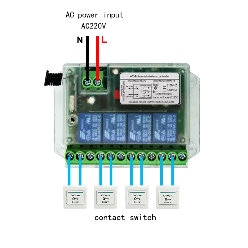 Canal 433mhz Interruptor de Controle Remoto sem Fio Interruptor de Controle Remoto para Ventilador e Luz 12v24v60v220v230v 4ch - Image 5