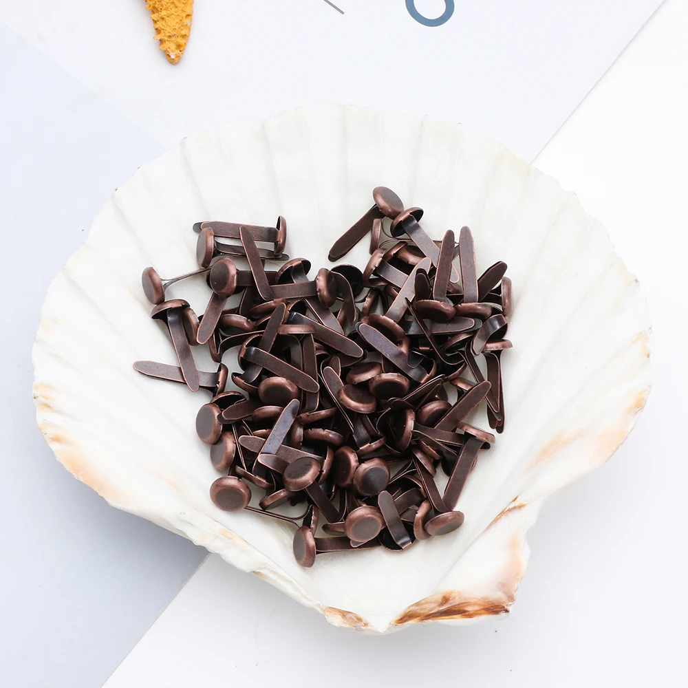 Description Picture 5 of item100Pcs Vintage Metal Plated Mini Brads Splitpin Spikes Embellishment Clasp Paper Fastener Album Scrapbooking Handmade Crafts