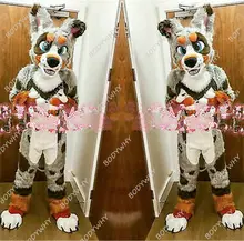 

Long Fur Husky Dog Mascot Costume Cosplay Party Game Cartoon Wolf Fancy Dress Fursuit Adults Suit Advertising Parade Character