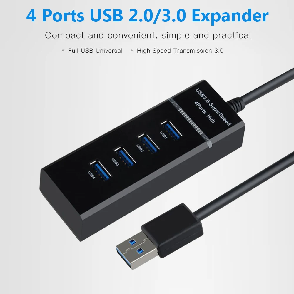 4 порта usb-хаб адаптер АБС высокоскоростной USB 2,0 3,0 концентратор внешний 4 порта адаптер разветвитель USB расширитель для портативных ПК