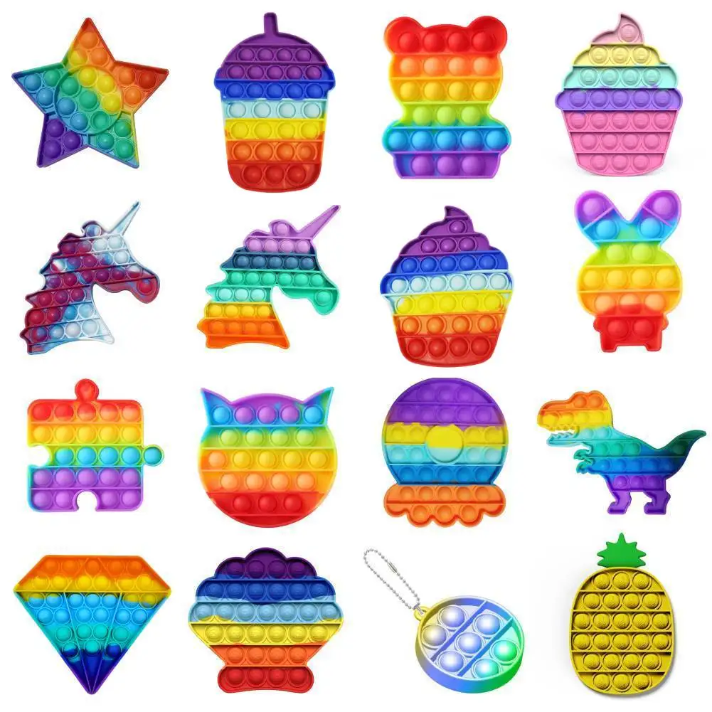 Fidget punk juguetes Arco Iris empujar burbuja juguetes anti estrés adultos niños sensorial juguete para aliviar el autismo Dropshipping. Exclusivo.