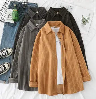

NEW Winter new all-match striped shirt women thickened long-sleeved shirt TNX930-23-30