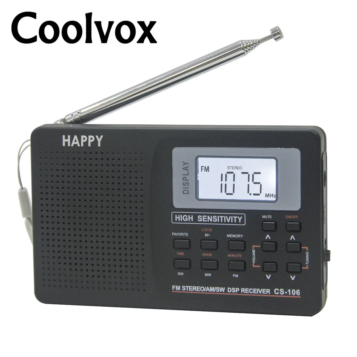 Coolvox CS 106 Полнодиапазонный многодиапазонный стерео цифровой тюнер FM/AM/SW/LW/TV