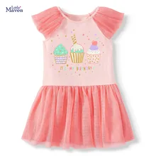 

Little Maven Frocks for Girls Summer Baby Girl Children Clothes Toddler Cotton Birthday Gift Tulle Dress for Kids 2-7 Years