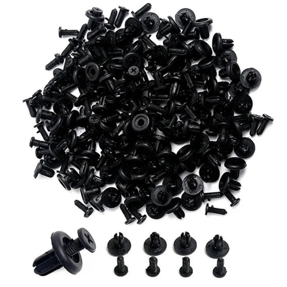 100Pcs Auto Fastener fit 6mm Hole Plastic Car Clips Fender Bumper Shield Retainer Plastic Rivet For Automobile auto fasteners