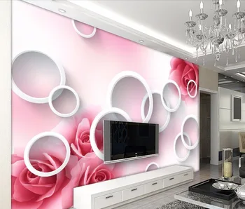 

CJSIR Custom Wallpaper Modern 3D Circle Rose TV Background Wall Home Decor Living Room Bedroom Background Mural 3d Wallpaper