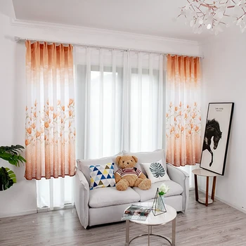 

Floral Short Curtains For Living room Tulle Window Curtains For The Kitchen Sheer Voile Curtain Window Screening Treatment