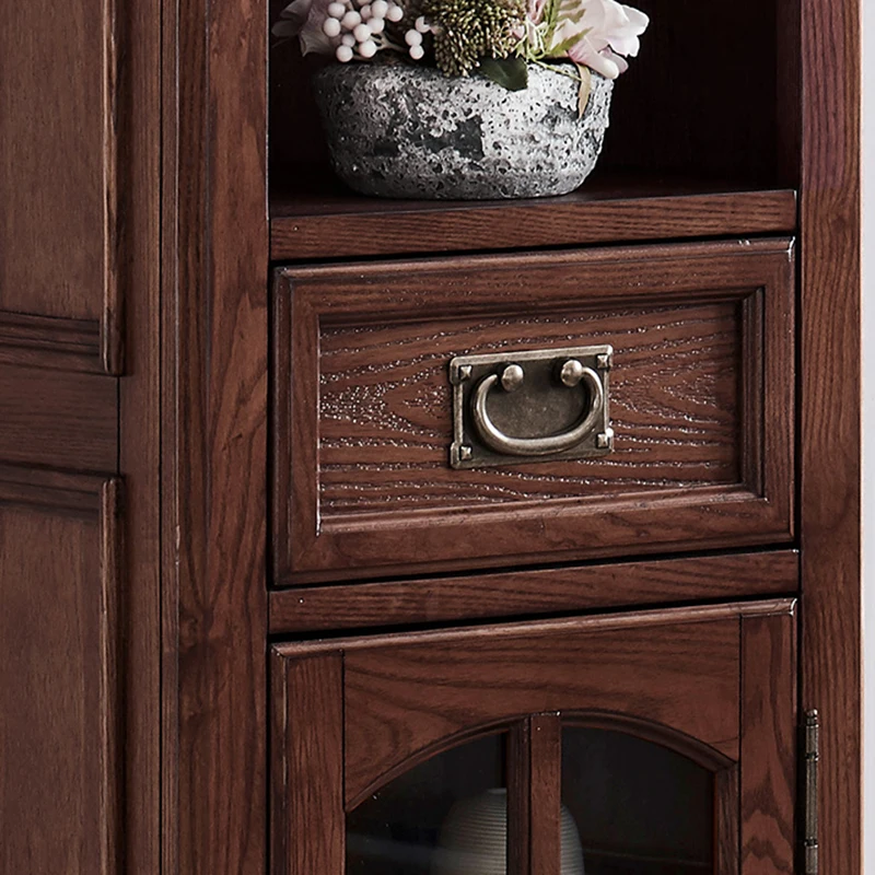 All Solid Wood Wine Cabinet Bathroom Cabinet Side Simple American Style Bathroom Floor Narrow Side Storage