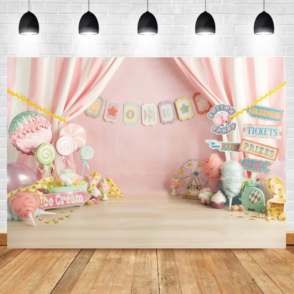 1st Birthday Backdrop For Photography Stage Ice Cream Prizes Tickets Newborn Baby Child Shoot Background Photocall | Электроника