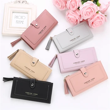 

Fashion Women Wallet Lovely Candy Color Long Coin Zipper Purse Card Package PU Passport Holder Card Wallet
