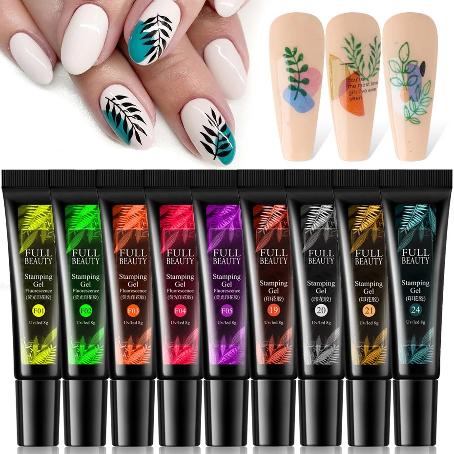 Biutee Nail Art Stamping Polish Gel 12 Colors Set 8ML UV LED Gel, stamping gel polish for nail art