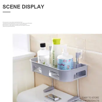 

NEW Adhesive Bathroom Shelf Organizer Wall Mounted Storage Rack Makeups Shampoo Holder