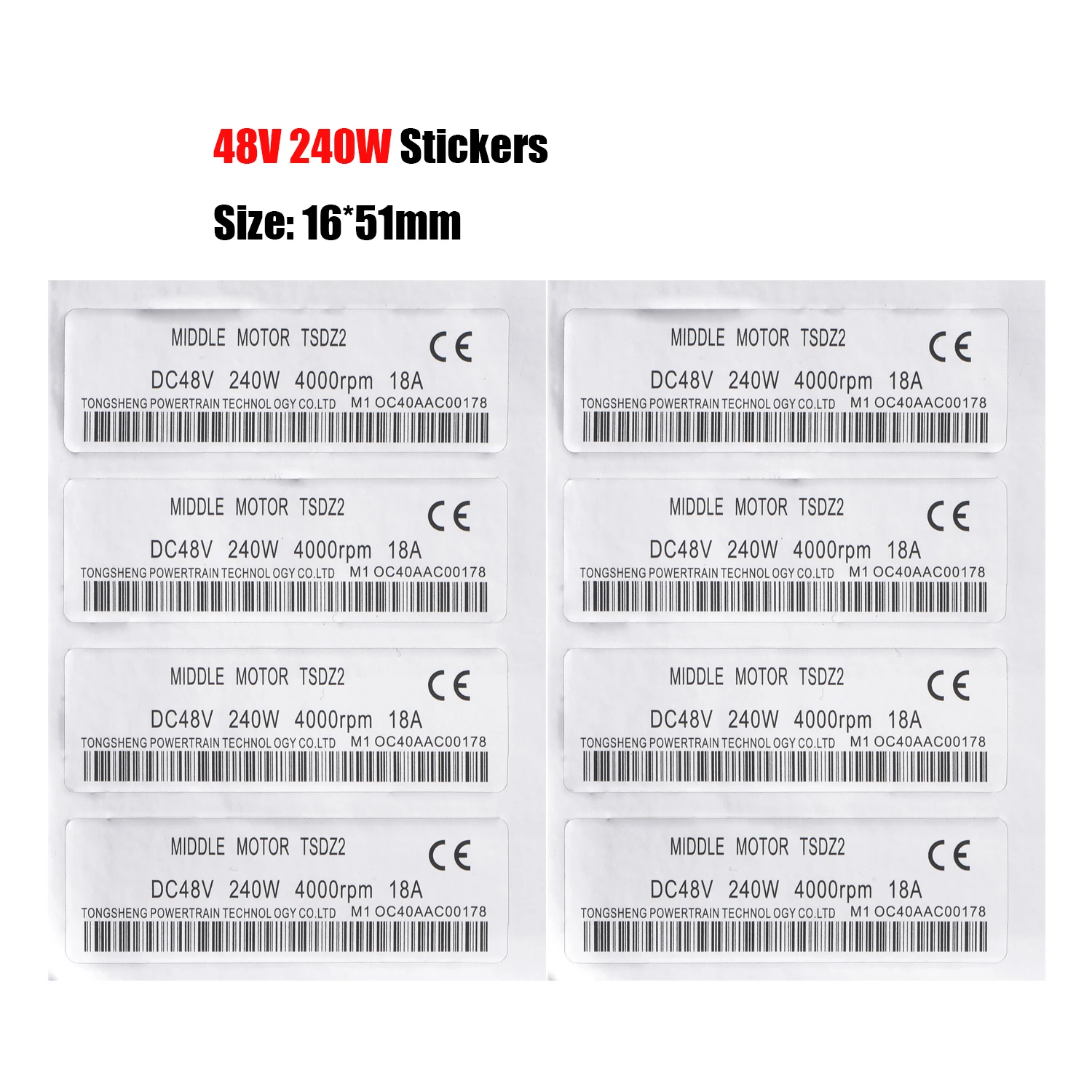 Electric Bike Parts 48V 240W Stickers Tongsheng mid motor 10/20 PCS/LOT eBike Conversion Kit Sticker for Tongsheng TDZ2