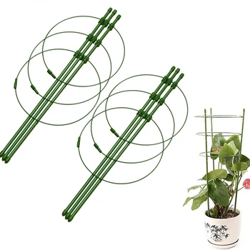 

18inch Climbing Plant Support Cage Tomato Cage with 3 Adjustable Rings,for Home Garden Climbing Tools (10PCS)