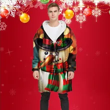 Мужское зимнее длинное пальто с капюшоном, с роговой пряжкой, плюс толстый бархат, 3D принт, Рождественская уличная одежда, ветрозащитное пальто, Chaqueta de los hombres#3