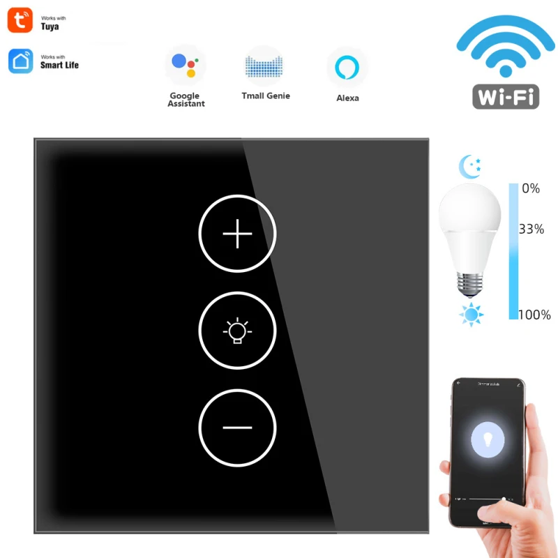 

10A Tuya Smart Life WiFi Touch Dimmer Switch Light Led Backlight APP Wireless Timer Remote Control Work With Alexa Google Home