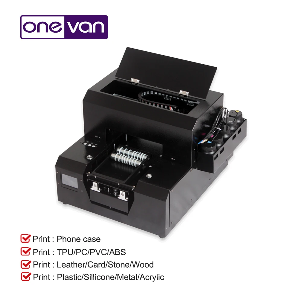 Full automatic UV printer A4 Led flatbed Bottle Printer with 1250ml ink set For phone case Cylinder wood glass printing | Компьютеры и