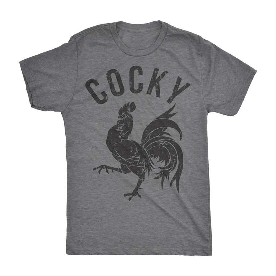 Mens Cocky Tshirt Funny Sarcastic Chicken Rooster Mocking Tee For Guys (Heather Trendy Streetwear Shirt | Мужская одежда