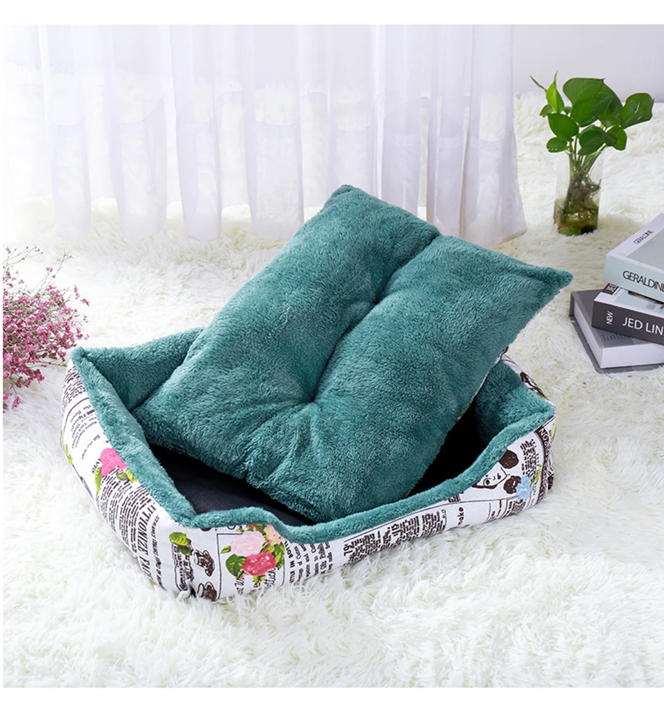 Small And Medium Dog Kennels Dog Beds For Medium Dogs Winter Warm Square Dog Mat Pet Dog Cat Puppy Cotton Nest