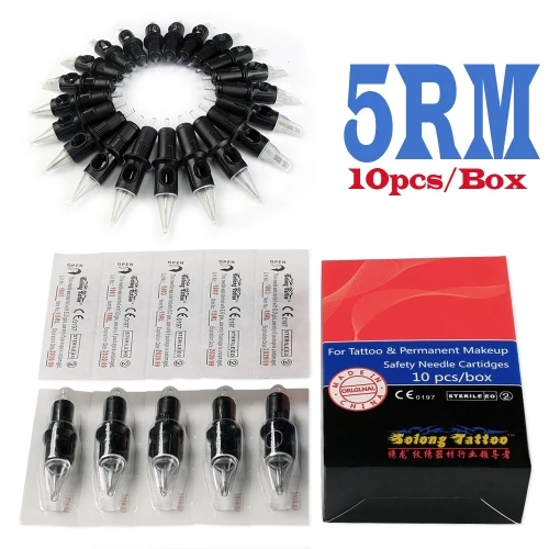 10 шт. Solong 5RM/7RM/9RM/11RM одноразовый круглый изогнутый Magnum RM для татуировки поворотный картридж для ручки иглы поставка стерильных игл