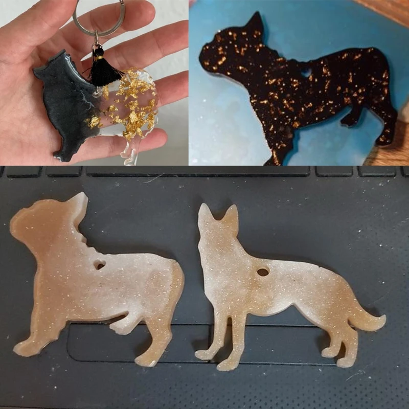 2 moldes brillantes para llavero con forma de hueso de perro, moldes de  resina de silicona, moldes para etiquetas de perro para resina epoxi, moldes  de silicona, molde de arcilla p YONGSHENG