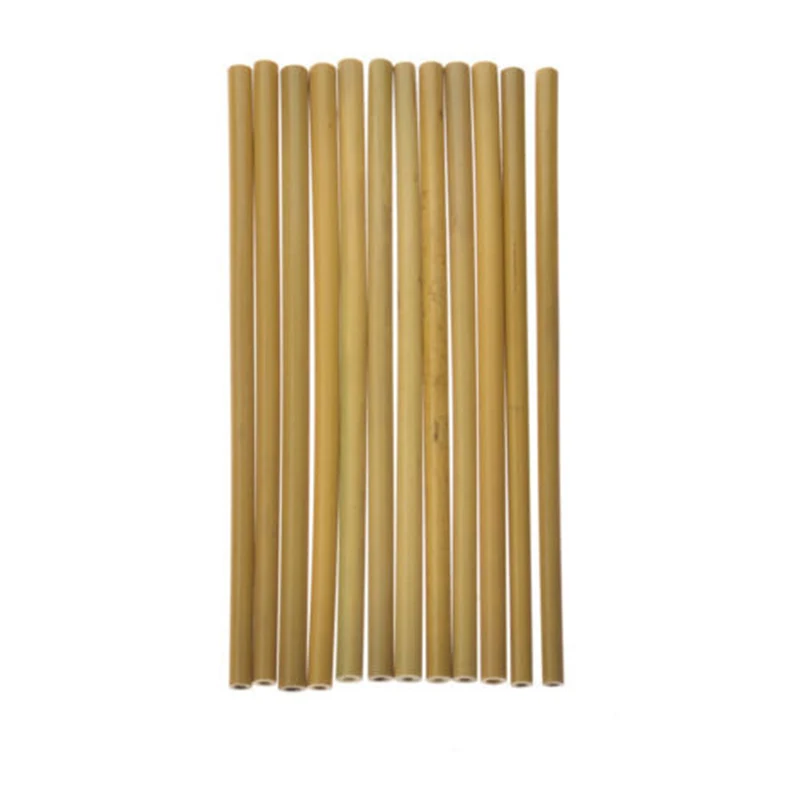 10X Natural Organic Bamboo Drinking Straws With Straw Cleaner Reusable Supplies