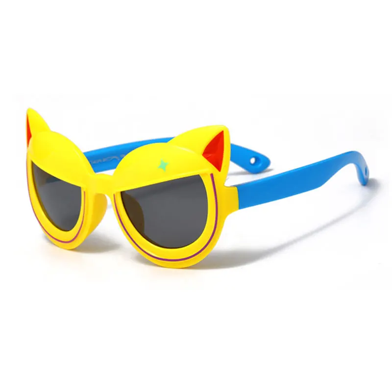 Kilig Детские кошачьи солнцезащитные очки, поляризационные ретро очки для девочек, защитные очки из смолы, модные очки, детские оттенки, UV400, чехол - Цвет линз: C9
