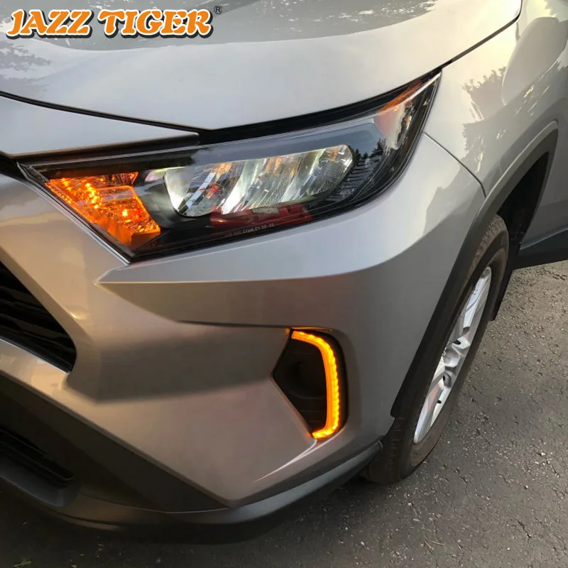JAZZ TIGER, 2 шт., желтый указатель поворота, функция 12 В, автомобильный DRL светильник, светодиодный, дневной, ходовой светильник, Дневной светильник для Toyota RAV4 RAV 4