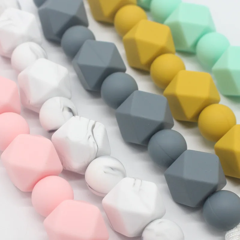 New Style Baby Pacifier Clips Pacifier Chain  Safy Silicone Beads Metal Clip Infant Chewing Molar Chain Anti-off BPA Free