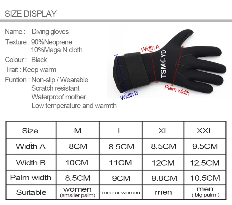 Men Women 5MM Neoprene Gloves Wear-Resistant Non-Slip Scuba Dive Equip Winter Warm Scuba Spearfishing Hour Elastic Octopus Glove 3