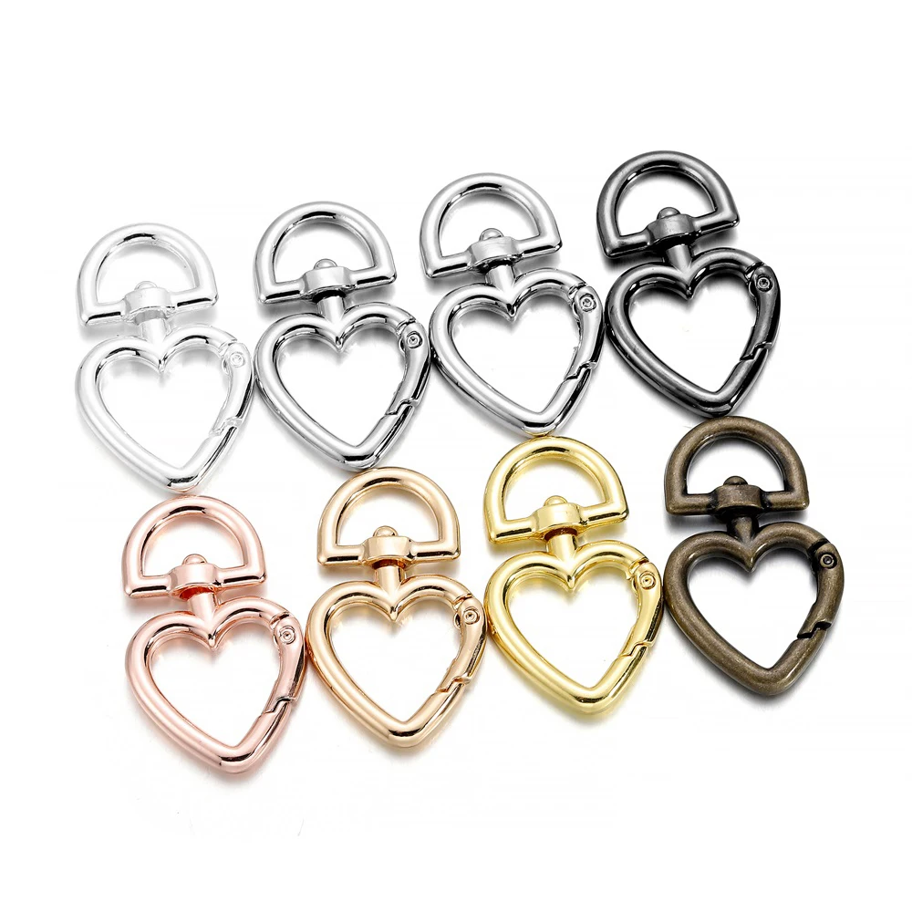 5Pcs/lot Peach Heart Shape Metal Spring Clasp Hooks
