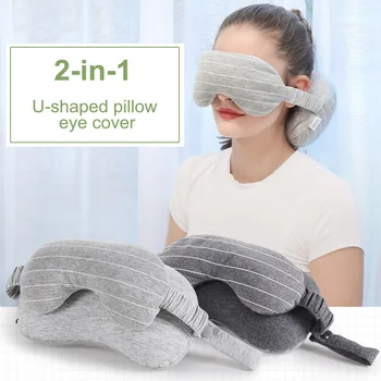 

Best 1 Pcs Travel Multifunction Pillow 2 In 1 Eye Mask Neck Support Protector Soft Sleep Rest 24x13x14cm EK-New