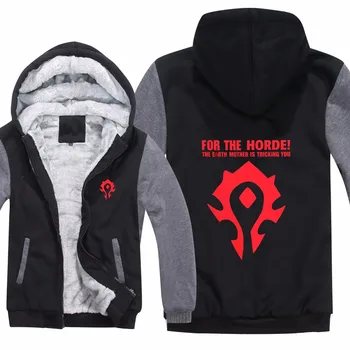 

Game Dota 2 WOW Hoodies Jacket Winter Pullover Man Coat Men Wool Liner Fleece Unisex ALLIANCE&Horde Sweatshirts