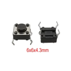 Tactile Push Button Switch Set - 50Pcs, 6x6mm, Momentary Action, DIP 4 - Pin, Variety of Heights (6x6x4.3mm)