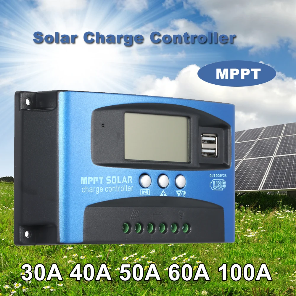 

100A Mppt Solar Charge Controller High Efficiency Dual Usb Lcd Display Auto Solar Cell Panel Charger Regulator 12V/24V