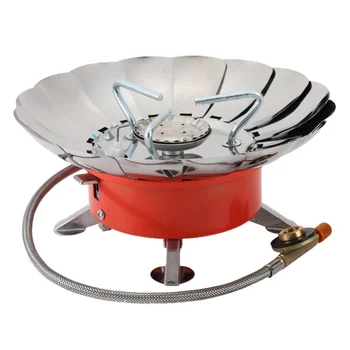 

Outdoor Stove Gas Stove Furnace Windproof Stove Cooker Cookware Gas Burner For Camping Picnic Cookout BBQ With Extended Pipe
