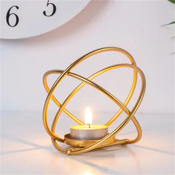 

IMUWEN Metal Candle Holder Gold Candlestick Fashion Geometric Patterns Candle Stand Exquisite Candlestick Table Home Decor IM738