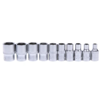 

12pc 1/4" Ratchet Wrench Kit Chrome Steel Socket Wrench Extension Rod 10 Sockets