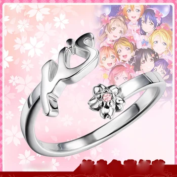 

Anime LoveLive Jewelry !Nico Yazawa Ring S925 Sterling Sliver Sakura Ring Adjustable Inner Perimeter 53-58mm for Women Girl Gif