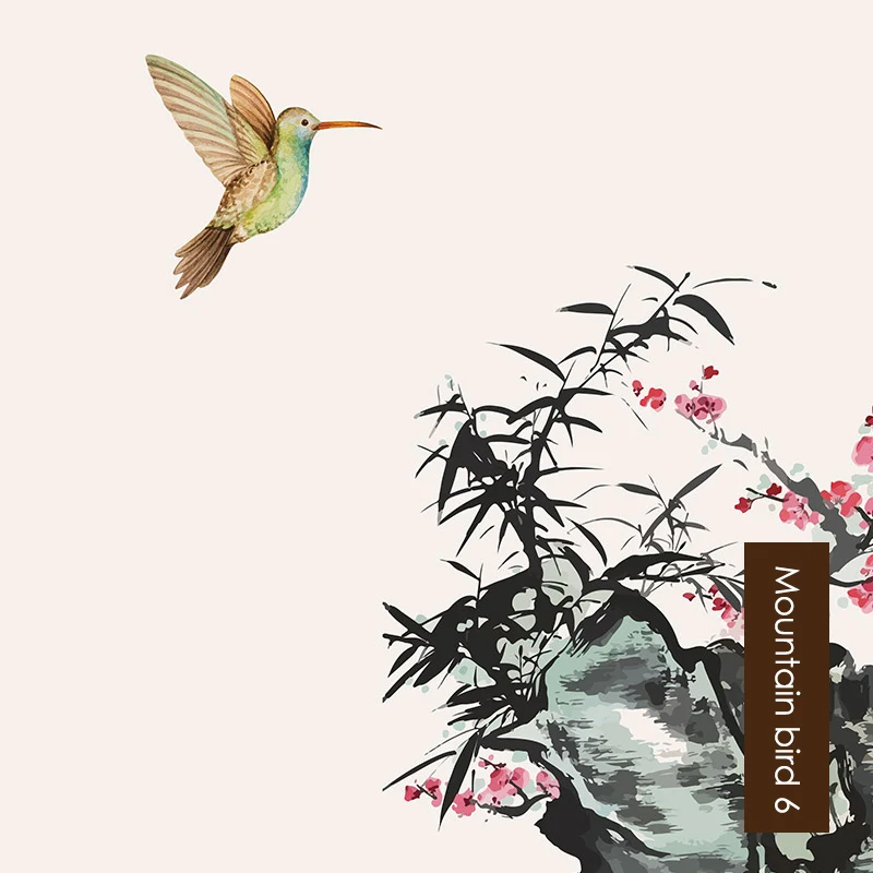 BO-Mountain bird 6 Индивидуальные полиэстер затемненные рулонные шторы китайская живопись пейзаж лотоса экран перегородки рулонные шторы - Цвет: BO-Mountain bird 6