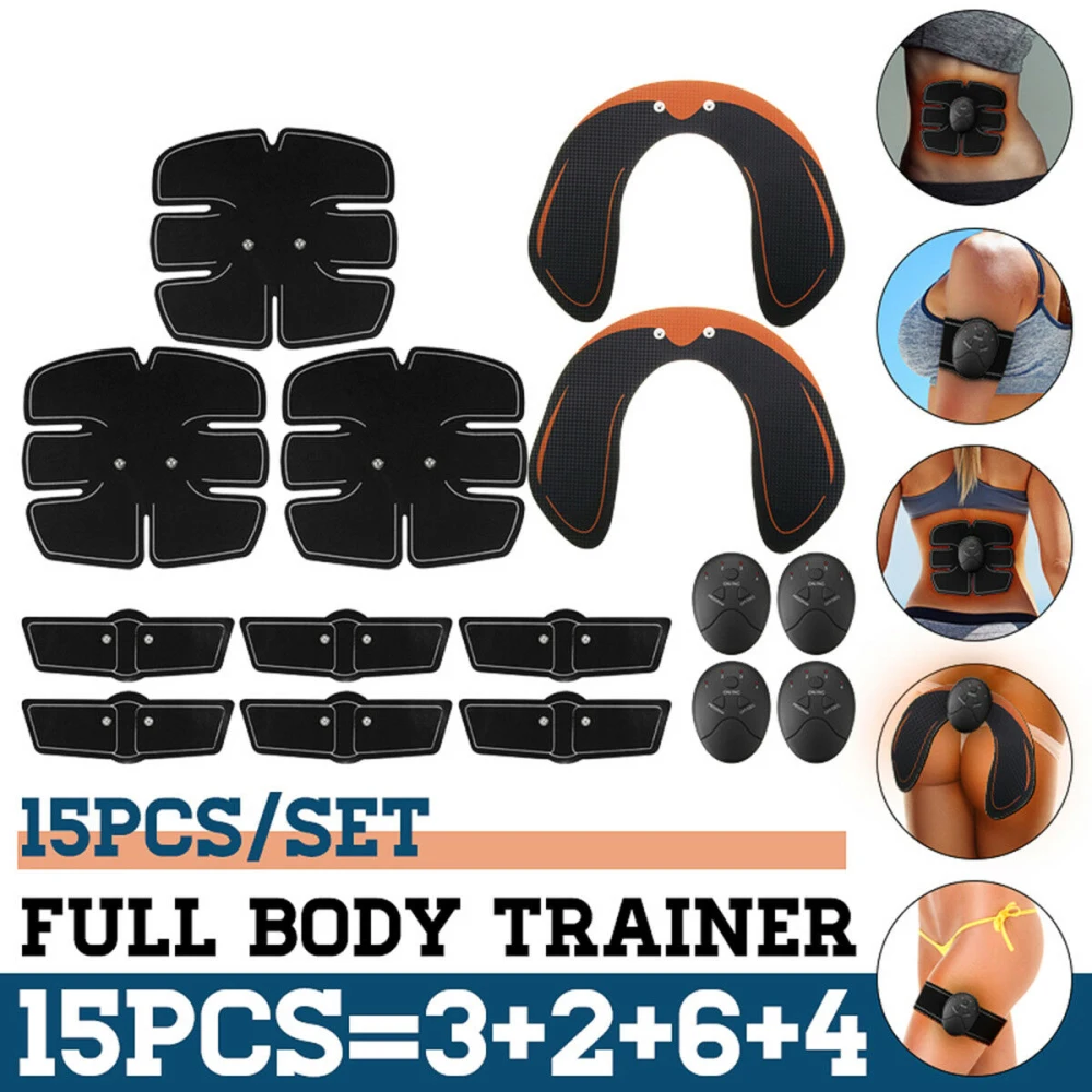 15 /18 Pcs Butt Lifting Full Body Weight Loss Stickers Muscle Stimulator Set Abdominal Training Slimming Belt Electric Massager | Спорт и