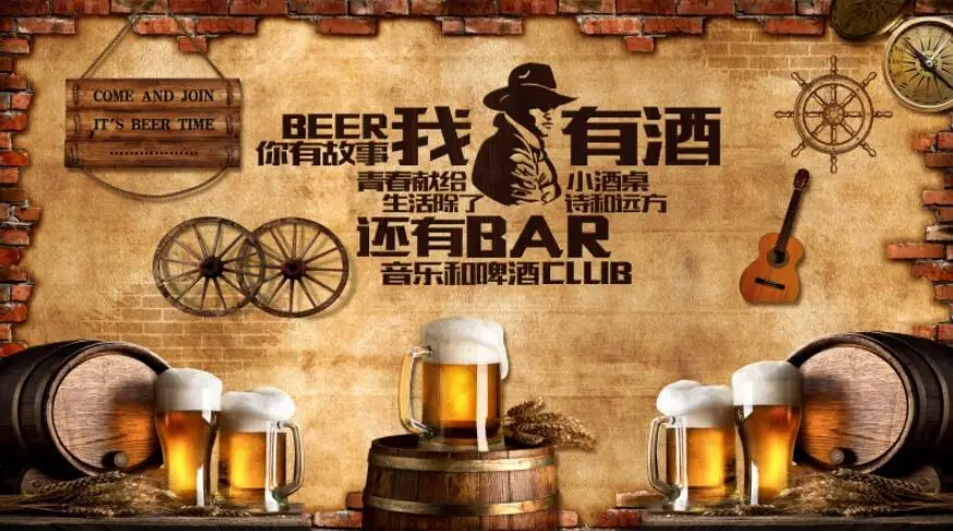 beibehang papel de parede personalizado moderno novo retro tijolo cerveja bar restaurante fundo decoração